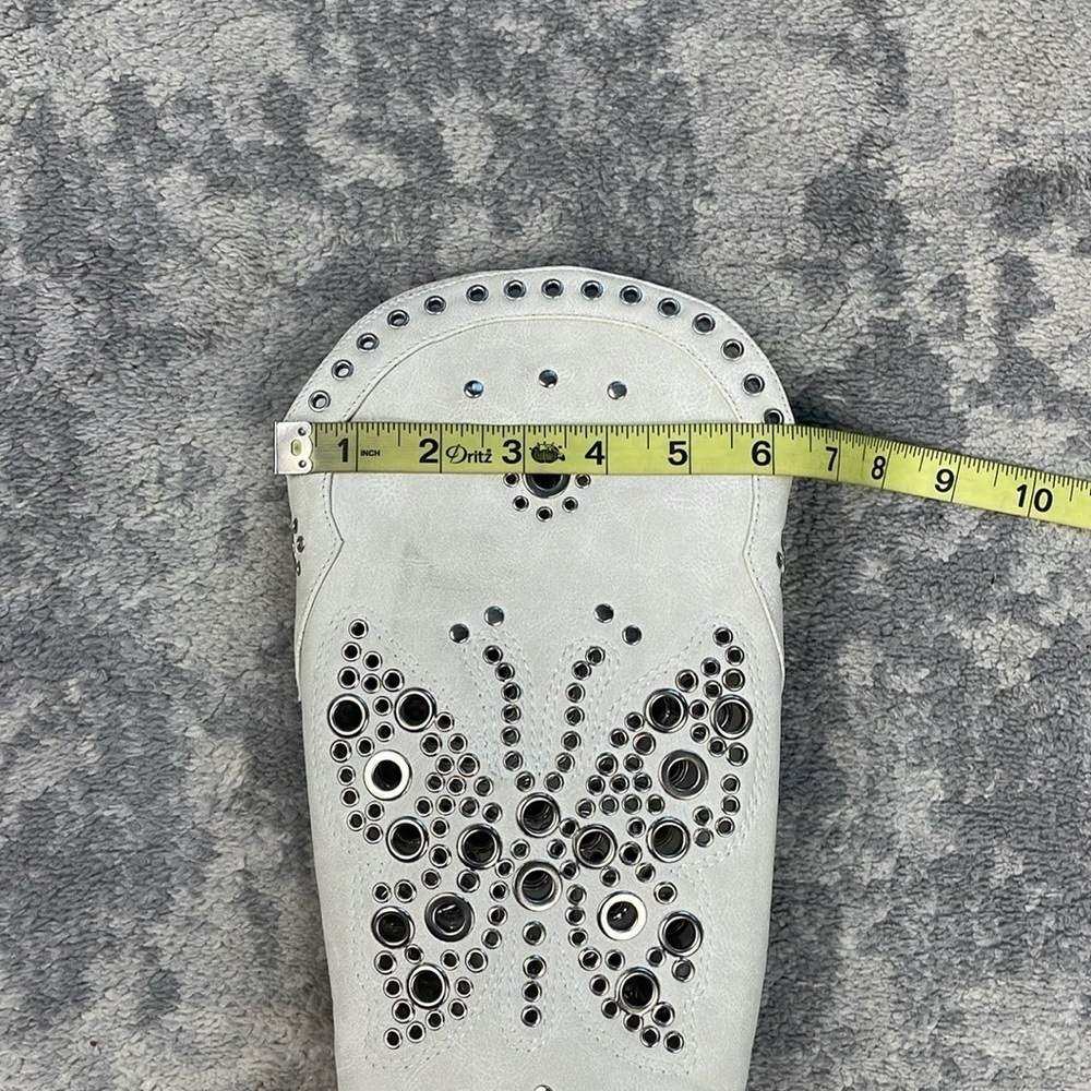 New Dolls Kill Current Mood White Studded Butterfly Cowboy Boots Festival Sz 6 - Picture 13 of 13